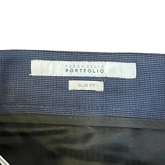 Perry Ellis‎ Dress Pants Size 38X30 (Tag 36X30) Slim Fit Blue Easy Care Stretch - Picture 4 of 7